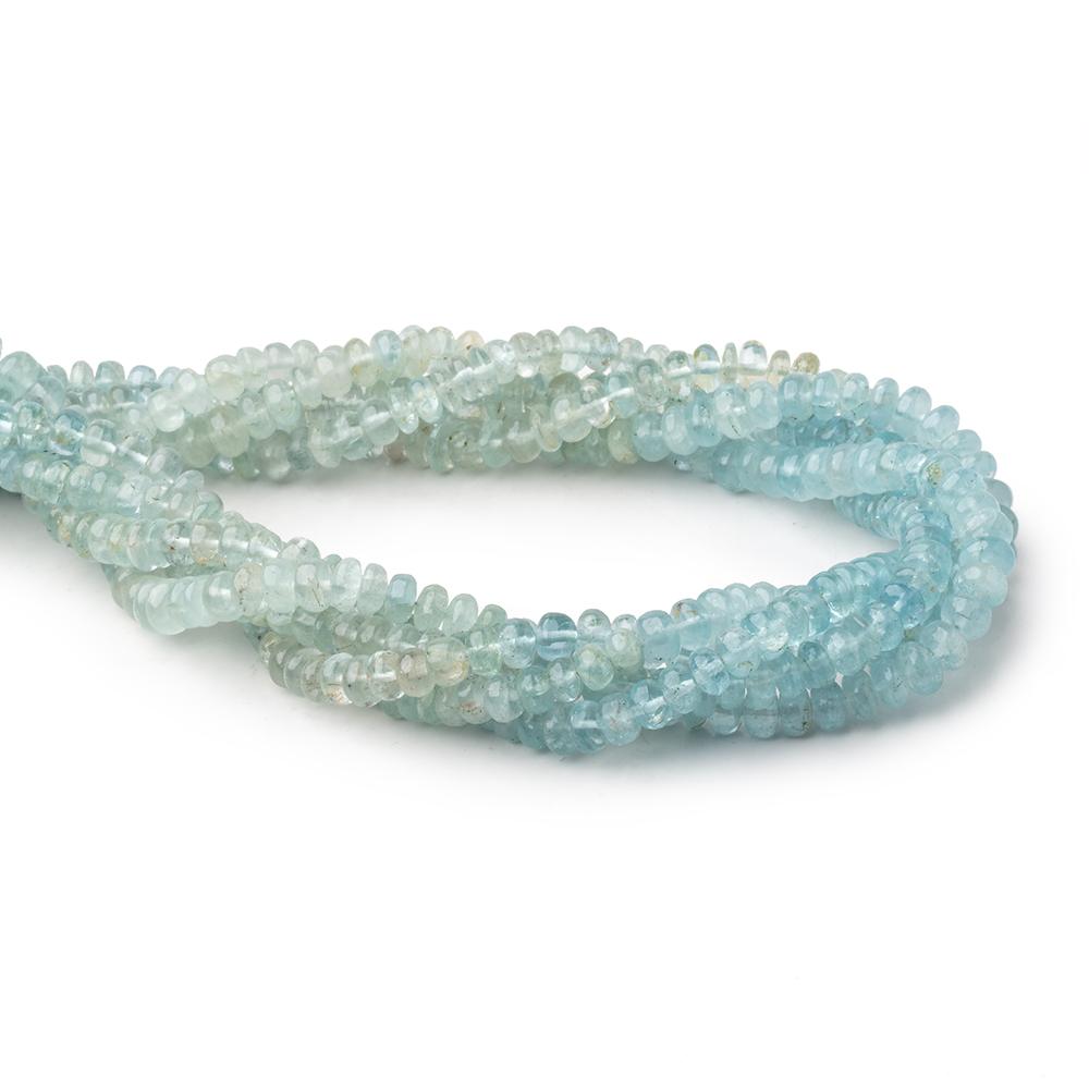 5mm Shaded Aquamarine Plain Rondelle Beads 14 inch 118 pieces