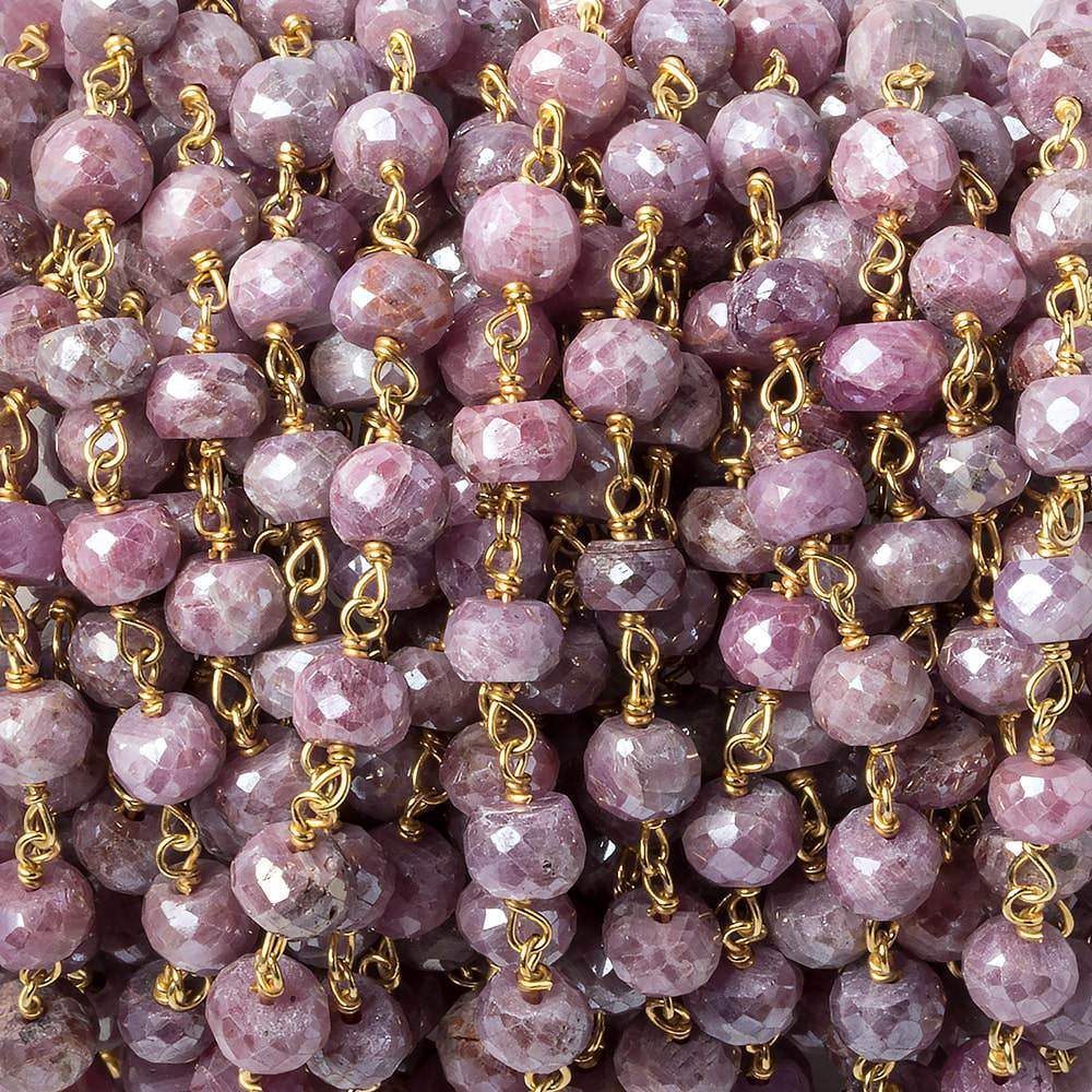 4mm Mystic Pink Sapphire rondelle Vermeil Chain 36 pieces per foot