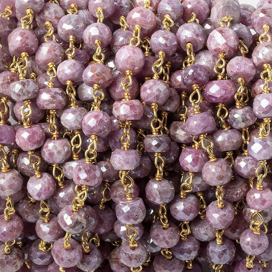4mm Mystic Pink Sapphire rondelle Vermeil Chain 36 pieces per foot