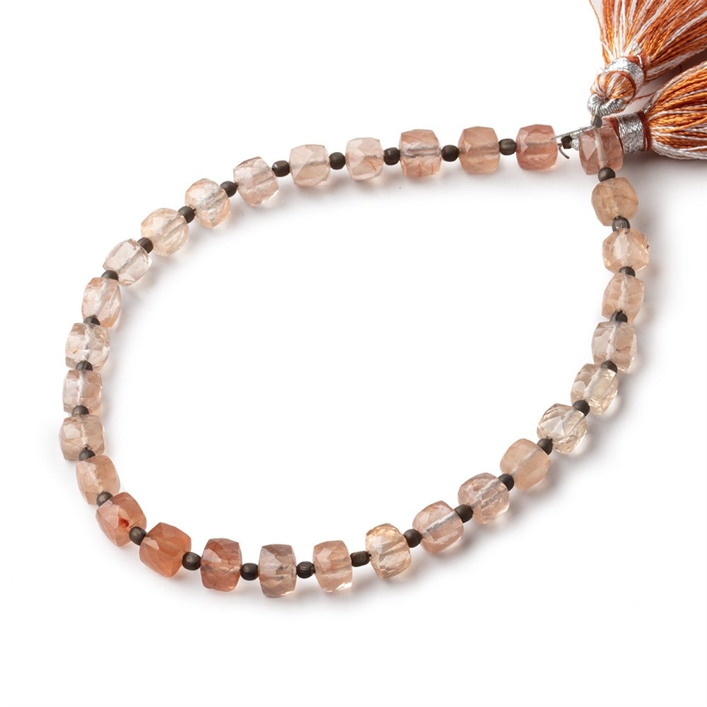 5mm Tangerine Quartz Faceted Cube Beads 8 inch 30 pieces