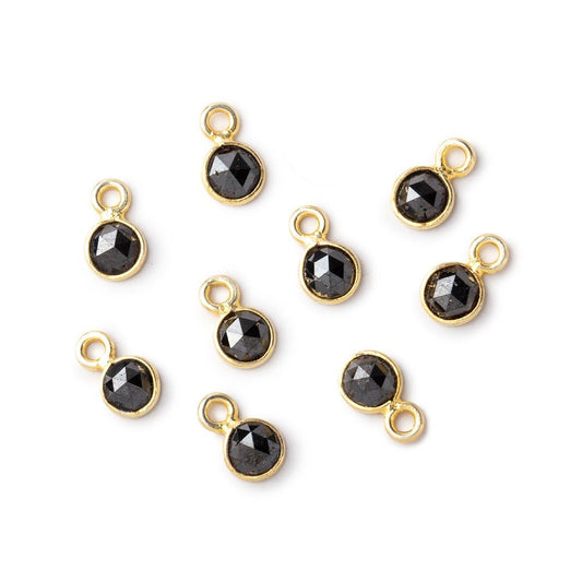 5mm Vermeil Bezel Black Diamond Faceted Coin Pendant 1 focal piece