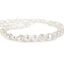 5mm White Button Freshwater Pearls, 15 inch