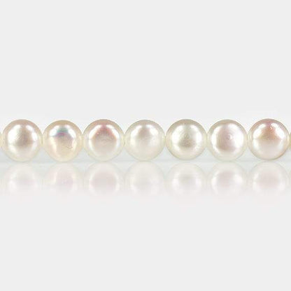 5mm White Button Freshwater Pearls, 15 inch