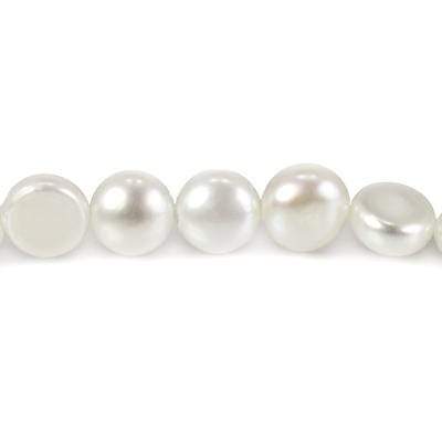 5mm White Button Freshwater Pearls, 15 inch