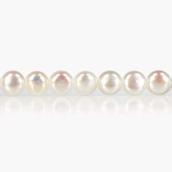 5mm White Button Freshwater Pearls, 15 inch