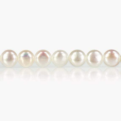 5mm White Button Freshwater Pearls, 15 inch