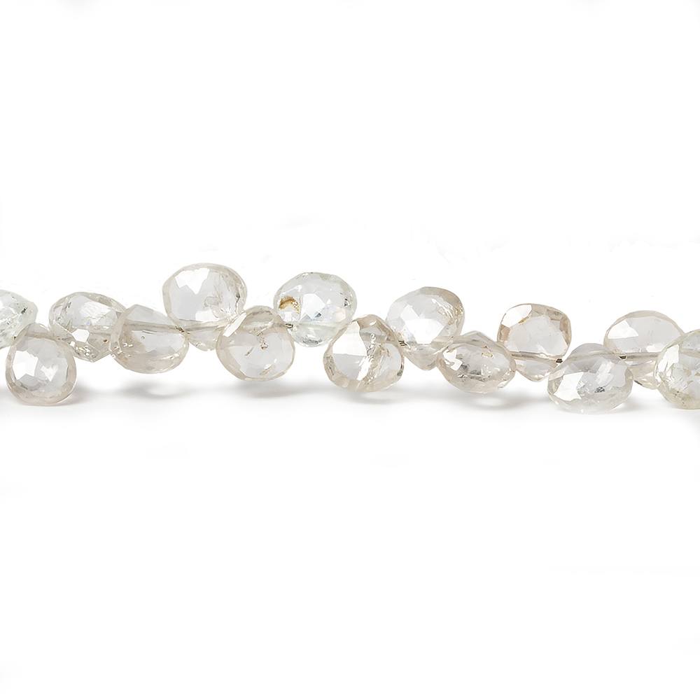 5mm White Zircon Faceted Heart Beads 8.5 inch 60 pieces