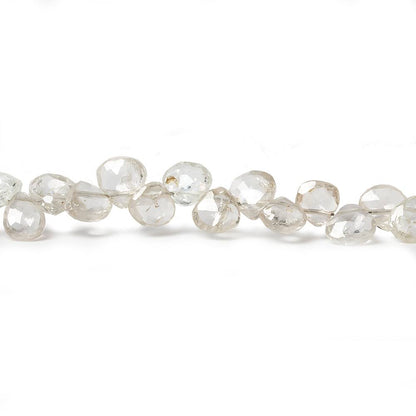 5mm White Zircon Faceted Heart Beads 8.5 inch 60 pieces
