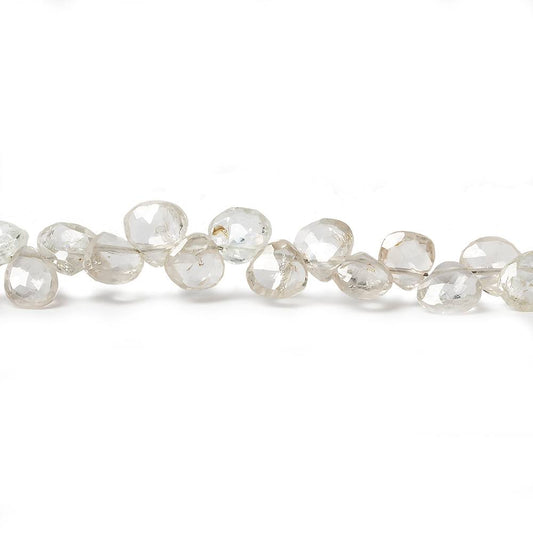 5mm White Zircon Faceted Heart Beads 8.5 inch 60 pieces
