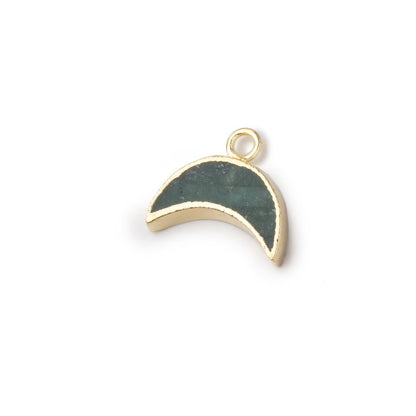 5x11mm Gold Leafed Emerald Crescent Moon Focal Pendant 1 piece