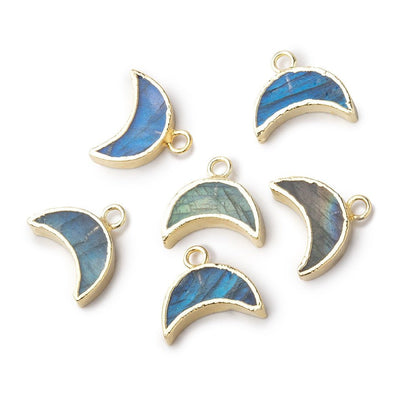 5x11mm Gold Leafed Labradorite Crescent Moon Focal Pendant 1 piece