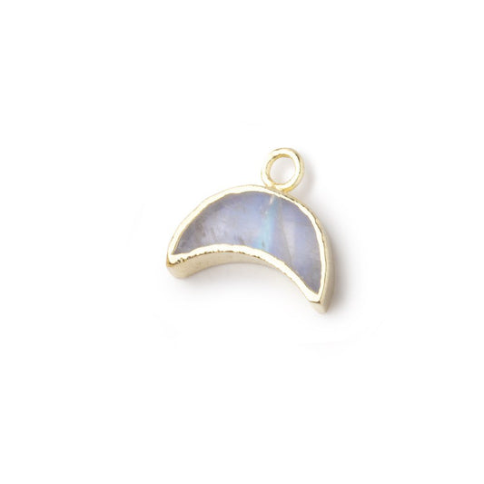 5x11mm Gold Leafed Rainbow Moonstone Crescent Moon Focal Pendant 1 piece