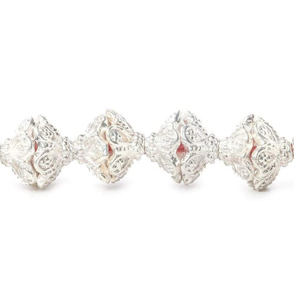 5x11mm Sterling Silver Plated Copper Flower With Twisted Bead Cap 8 inch 38 beads