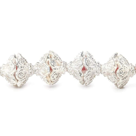 5x11mm Sterling Silver Plated Copper Flower With Twisted Bead Cap 8 inch 38 beads