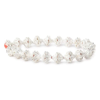 5x11mm Sterling Silver Plated Copper Flower With Twisted Bead Cap 8 inch 38 beads