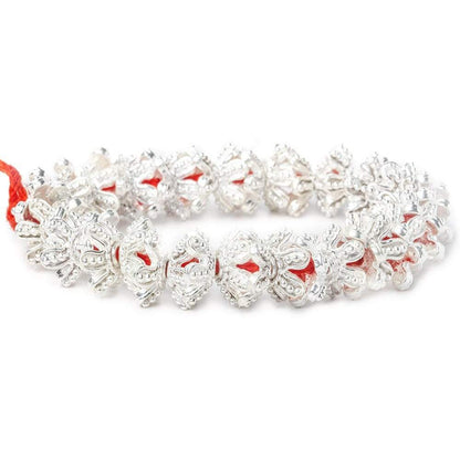 5x13x13mm Sterling Silver Plated Copper Flower Cut Bead Cap 8 inch 44 beads