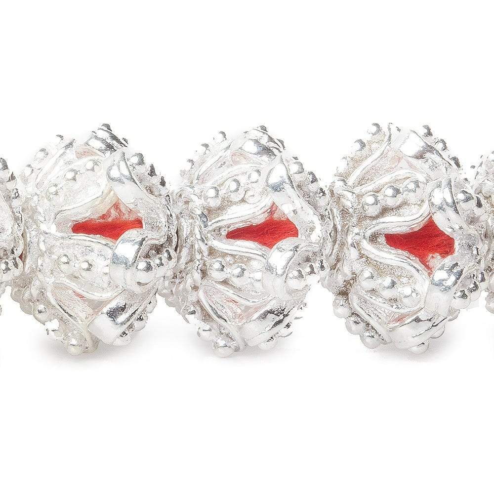 5x13x13mm Sterling Silver Plated Copper Flower Cut Bead Cap 8 inch 44 beads