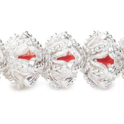 5x13x13mm Sterling Silver Plated Copper Flower Cut Bead Cap 8 inch 44 beads