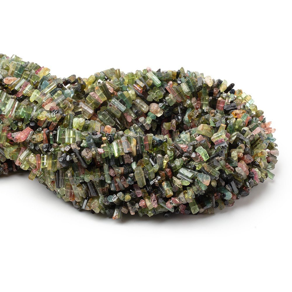 5x2-10x3mm Afghani Tourmaline Natural Crystals 15.5 inch 181 Beads