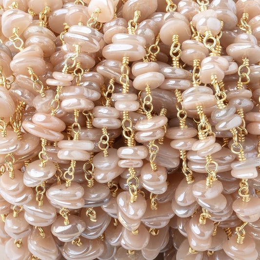 5x2mm Mystic Moonstone Plain Nugget Clusters on Gold Plated Chain
