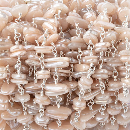 5x2mm Mystic Moonstone Plain Nugget Clusters on Silver Plated Chain