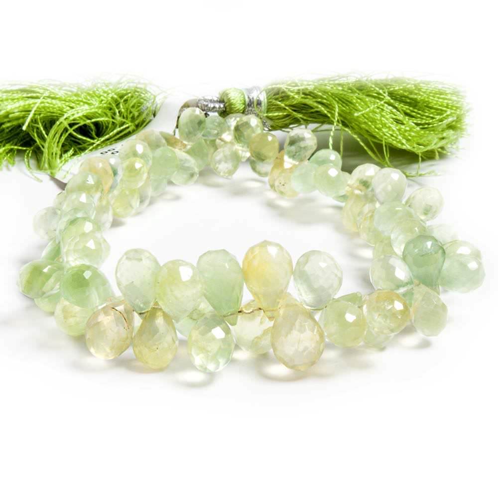5x3-11x7mm Prehnite faceted tear drop beads 8 inch 80 pieces