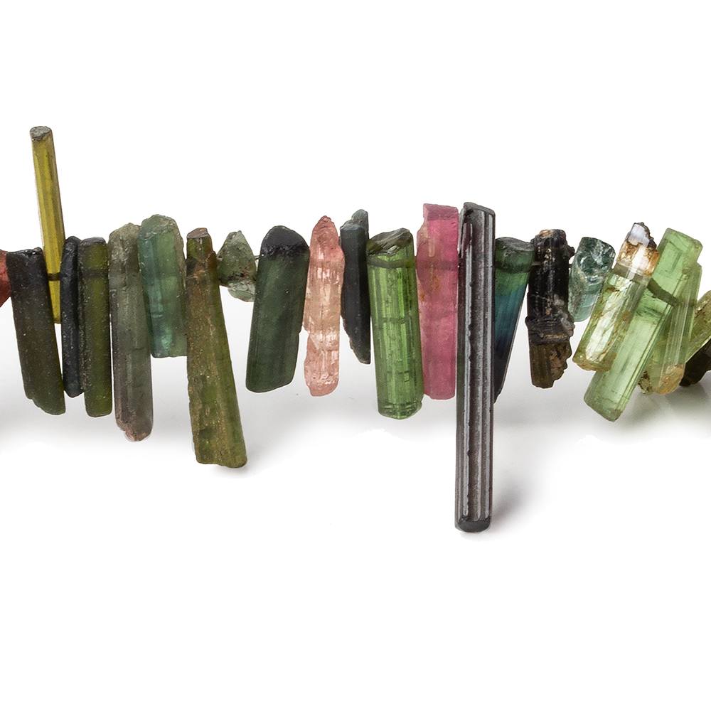 5x3-14x3mm Multi Color Tourmaline top drilled Natural Crystals 7.75 inch 88 beads AA