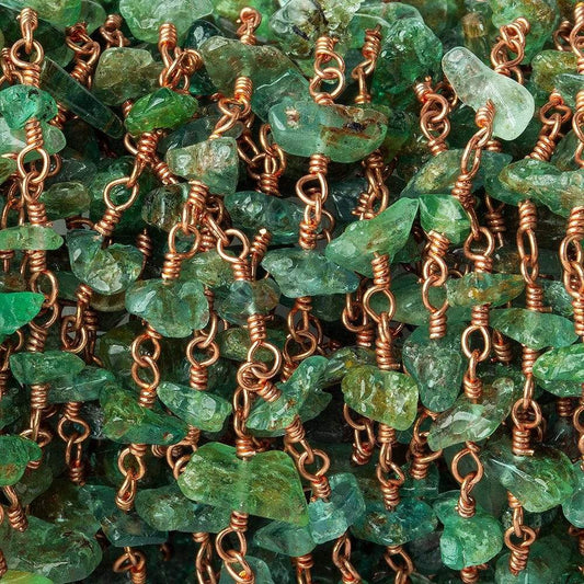 5x3-6x4mm Emerald chip nugget Rose Gold plated Silver Chain by the foot