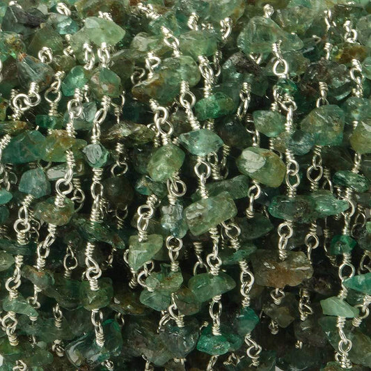5x3-6x4mm Emerald chip nugget Silver Chain by the foot