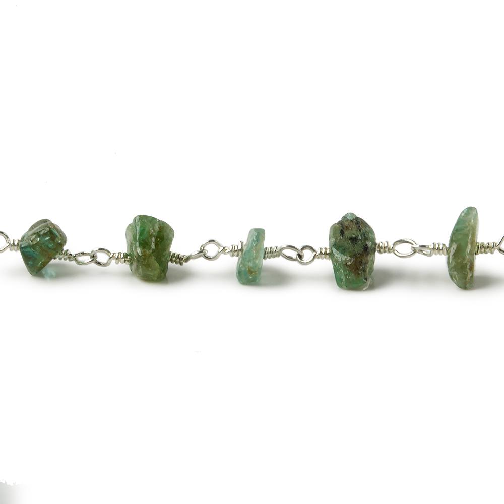 5x3-6x4mm Emerald chip nugget Silver Chain by the foot