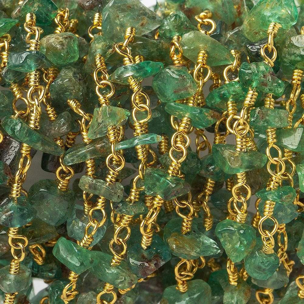 5x3-6x4mm Emerald chip nugget Vermeil Chain by the foot