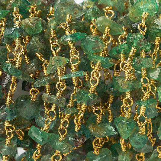 5x3-6x4mm Emerald chip nugget Vermeil Chain by the foot