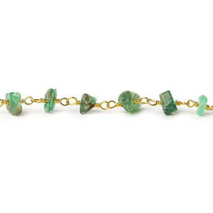 5x3-6x4mm Emerald chip nugget Vermeil Chain by the foot
