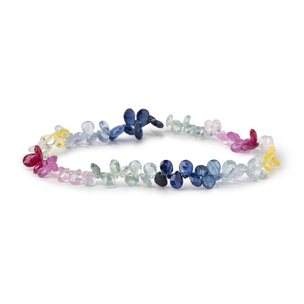 5x3-6x4mm Fancy Sapphire Faceted Pear 8 inch 96 Beads AA