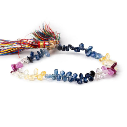 5x3-6x4mm Fancy Sapphire Faceted Pear Beads 8 inch 96 pieces AA