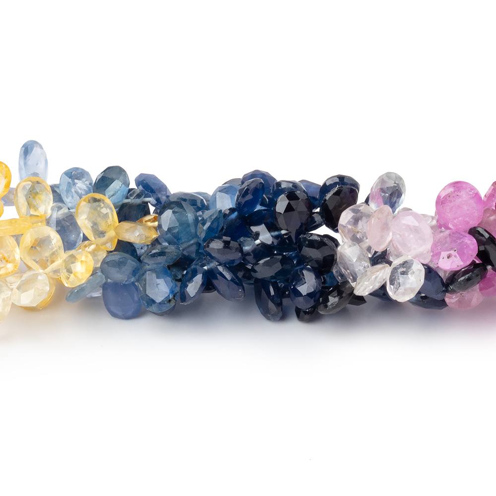 5x3-6x4mm Fancy Sapphire Faceted Pear Beads 8 inch 96 pieces AA