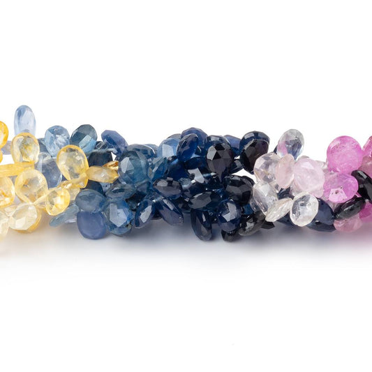 5x3-6x4mm Fancy Sapphire Faceted Pear Beads 8 inch 96 pieces AA