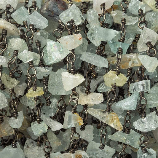 5x3-6x4mm Multi Beryl chip nugget Black Gold plated Chain by the foot