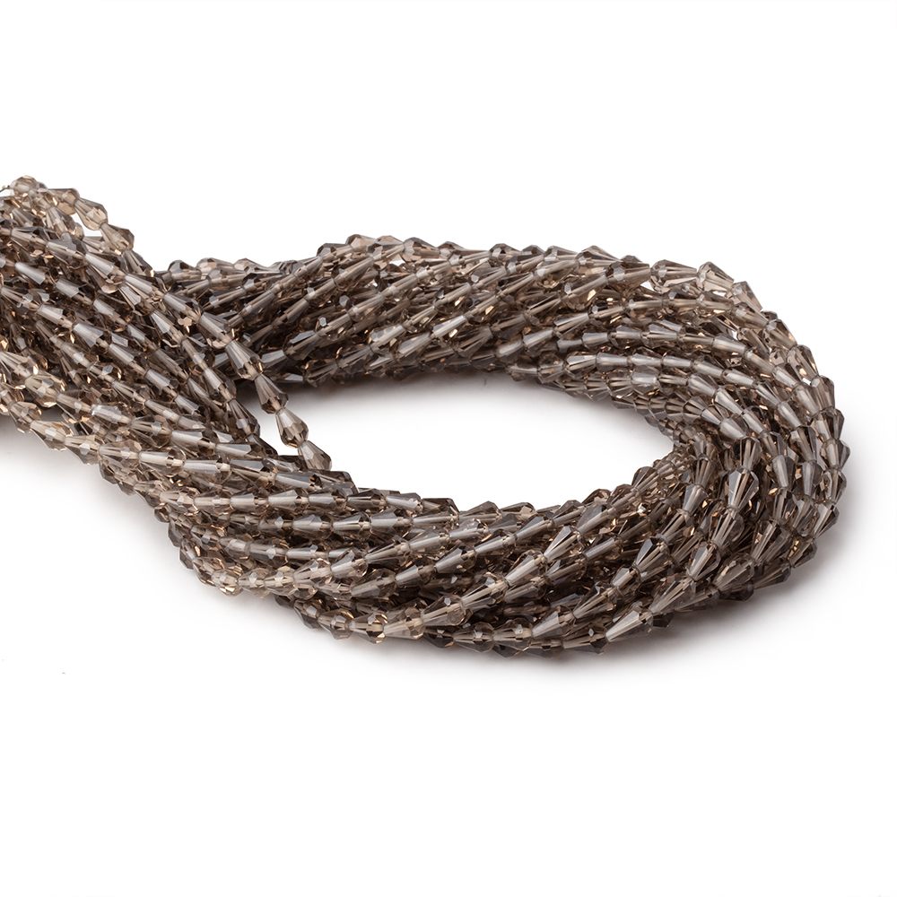 5x3-6x4mm Smoky Quartz Straight Drilled Faceted Tear Drops 14.5 inch 60 Beads