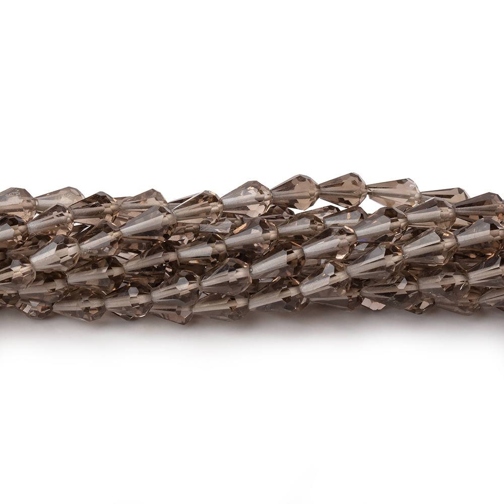 5x3-6x4mm Smoky Quartz Straight Drilled Faceted Tear Drops 14.5 inch 60 Beads