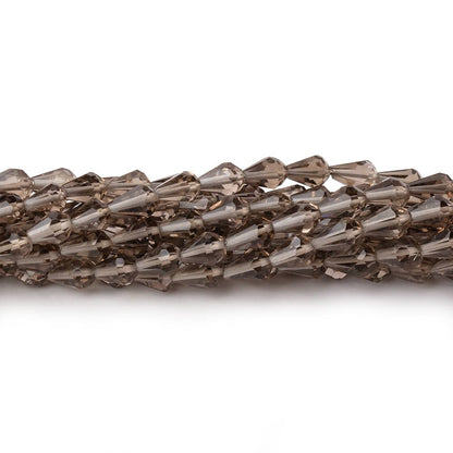 5x3-6x4mm Smoky Quartz Straight Drilled Faceted Tear Drops 14.5 inch 60 Beads