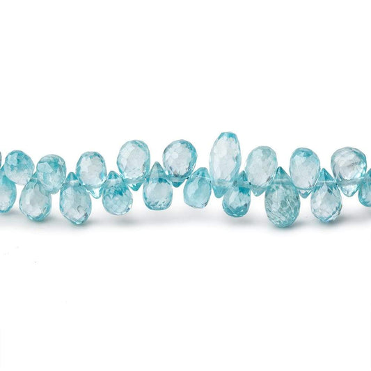 5x3-7x4mm Blue Zircon Faceted Tear Drop Beads 8 inch 85 pieces
