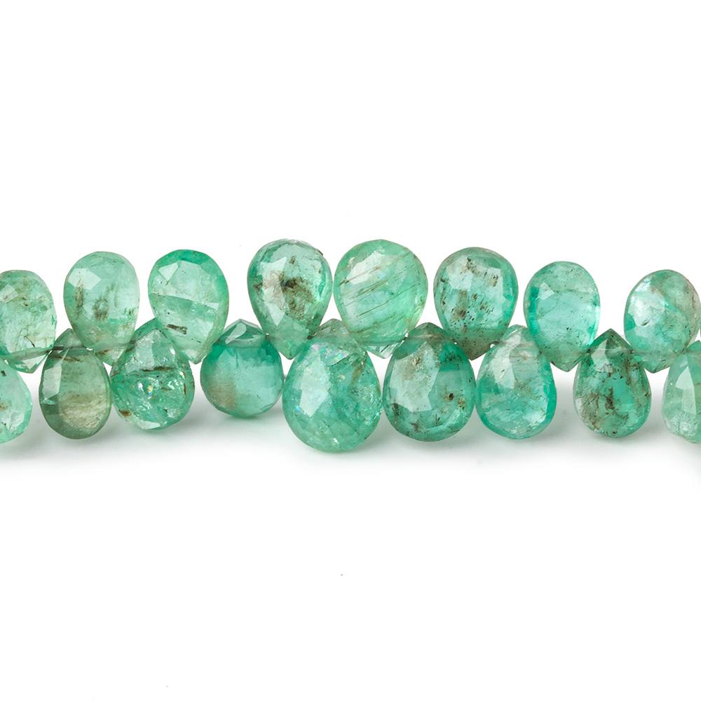 5x3-9x7mm Emerald faceted pear beads 8 inch 72 pieces