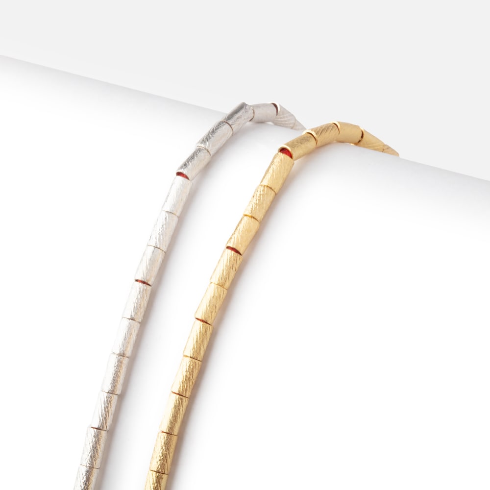 5x3mm Brushed Tube Beads 8 inch 37 pieces