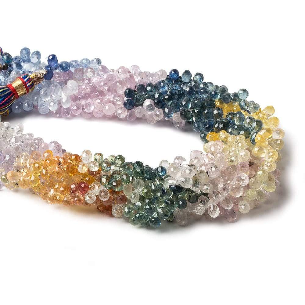 5x3mm Ceylon Sapphire Beads Tear Drop Briolette 8.75 inch 143 pieces