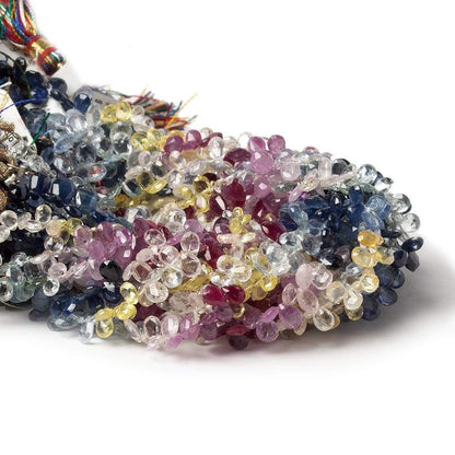 5x3mm Fancy Sapphire Faceted Pear Beads 8 inch 98 pieces