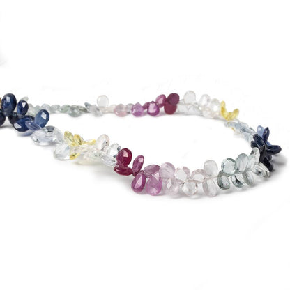 5x3mm Fancy Sapphire Faceted Pear Beads 8 inch 98 pieces