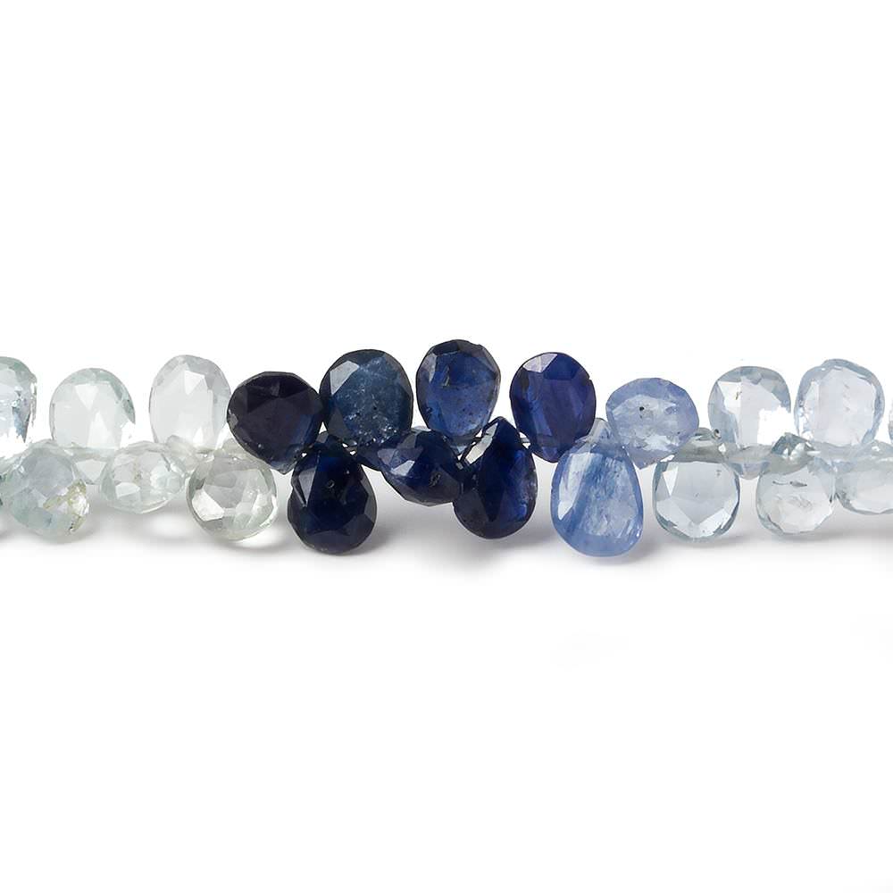 5x3mm Fancy Sapphire Faceted Pear Beads 8 inch 98 pieces