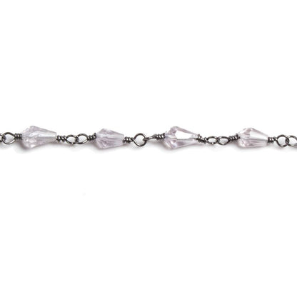 5x3mm Pink Amethyst tear drop Black Gold plated Chain by the foot 31 pieces