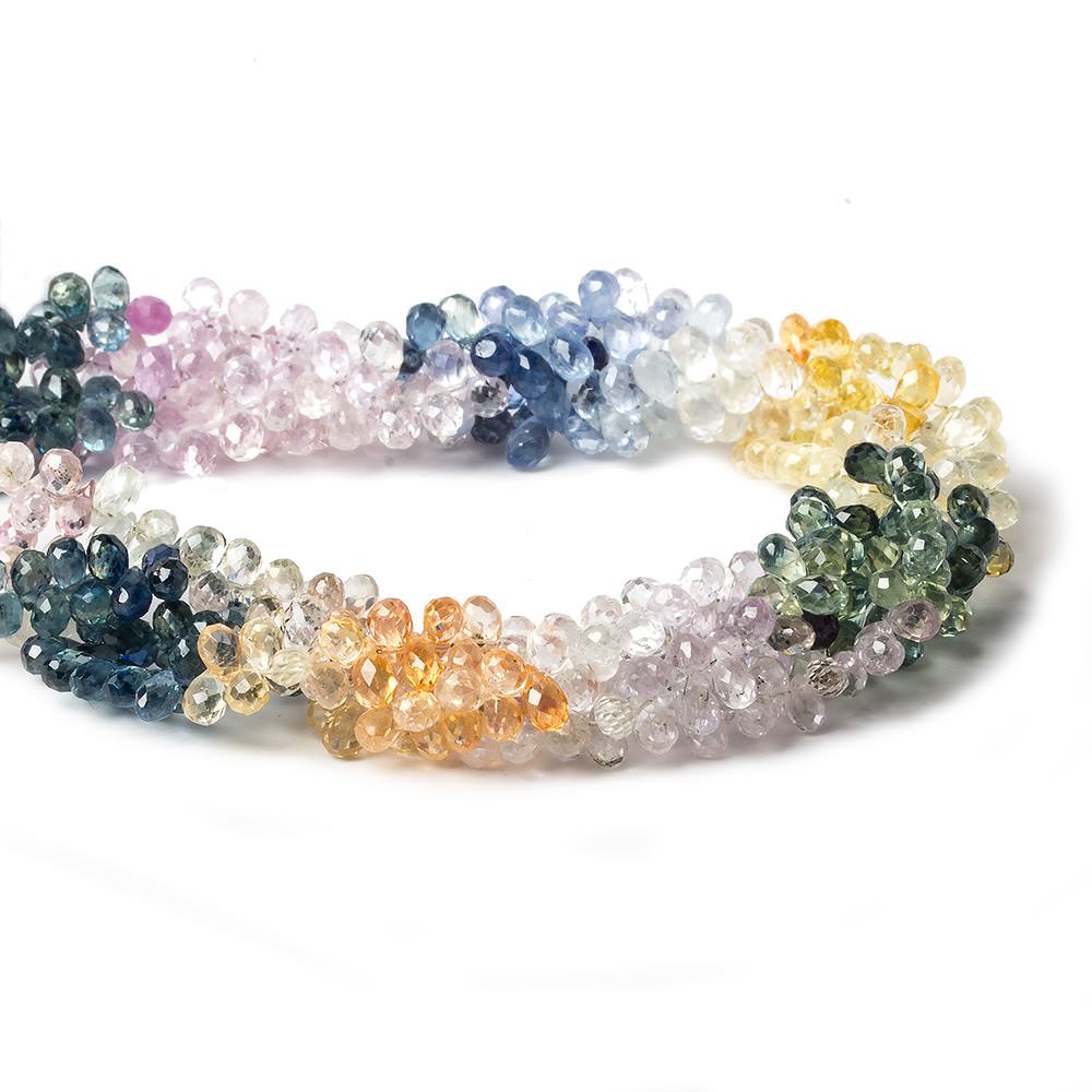 5x3mm Sapphire Micro Faceted Tear Drop Beads 8.5 inch 128 pieces